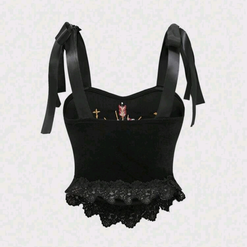 NEW Black Embroidered Heart Top - Picture 2 of 6